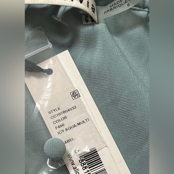 Alice + Olivia Aqua Multicolor floral Waylon Off-the-Shoulder Blouson Dress sz 6 - Picture 11 of 11